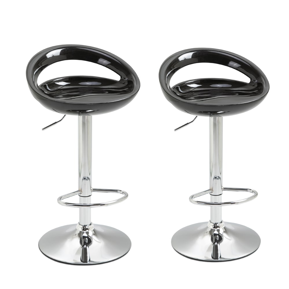 Homcom 2er-Set Höhenverstellbare Barhocker Metall&ABS Schwarz style modern Schwarz Metall