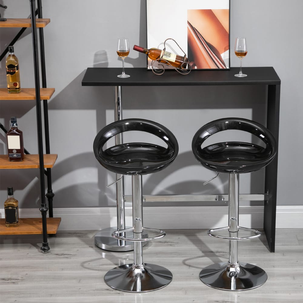 Lot de 2 tabourets de bar hauteur réglable métal et ABS noir