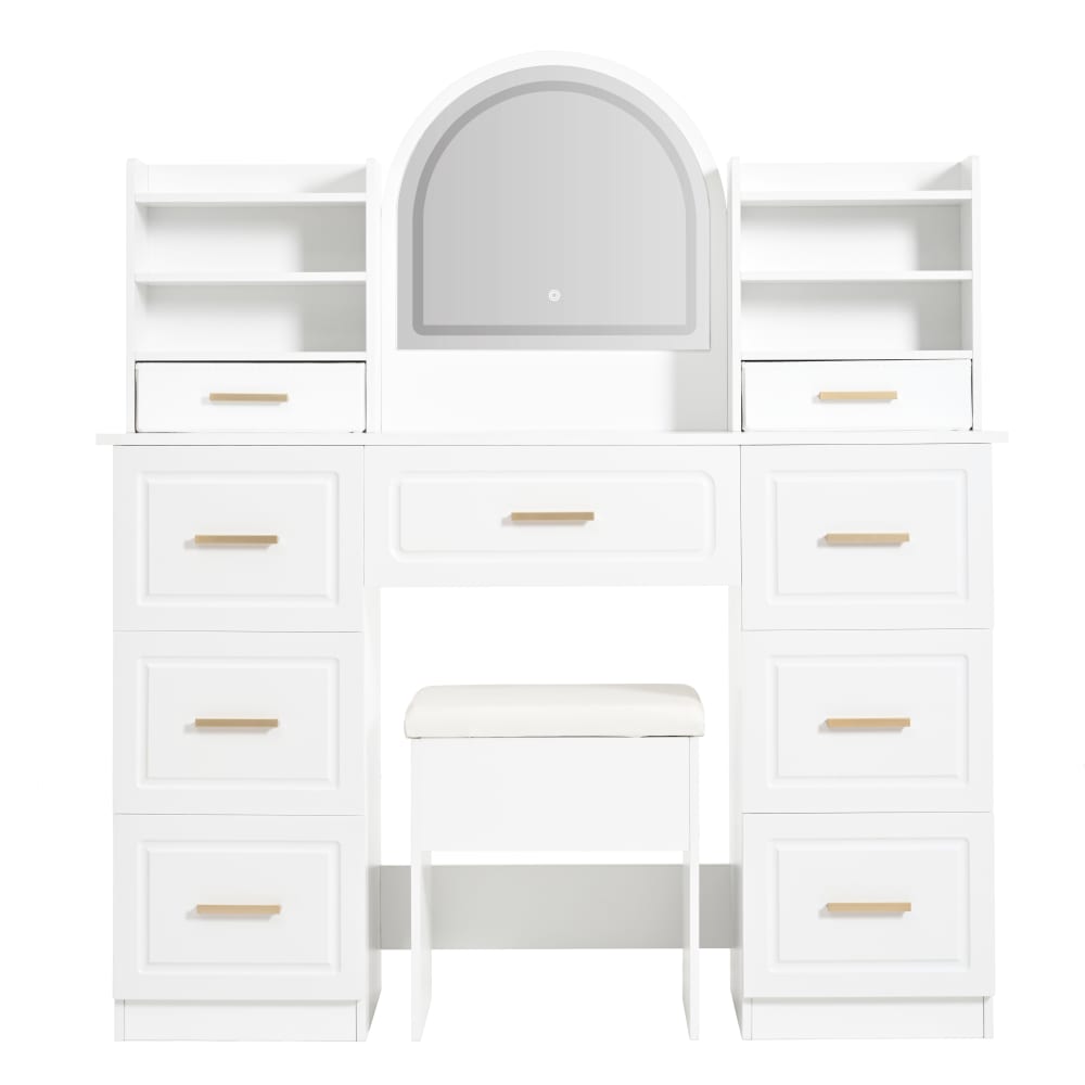 Coiffeuse blanche avec LED 120 x 40 x 135 cm