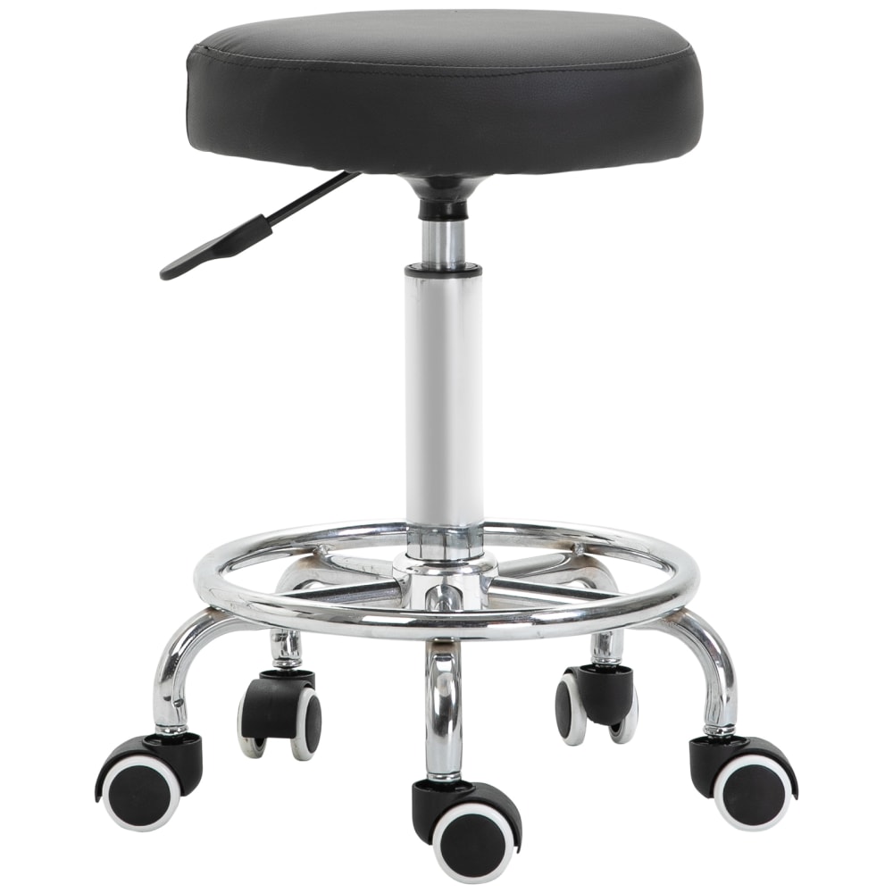 Tabouret à roulettes hauteur réglable revêtement synthétique noir Tabouret à roulettes hauteur réglable revêtement synthétique noir