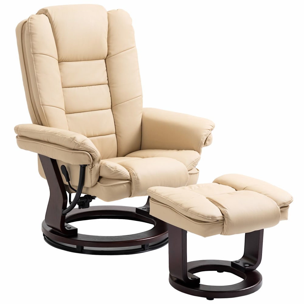 Fauteuil relaxation siège pivotant 360° synthétique PU beige