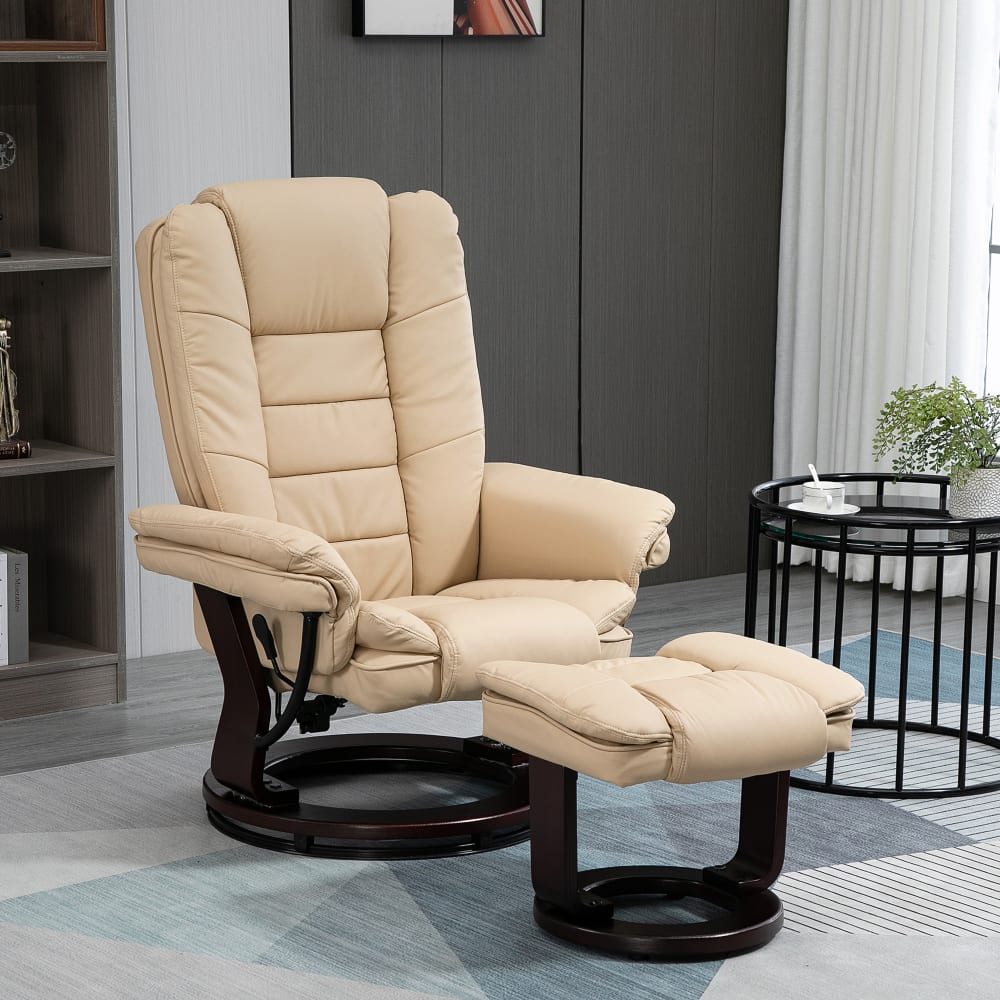 Fauteuil relaxation siège pivotant 360° synthétique PU beige