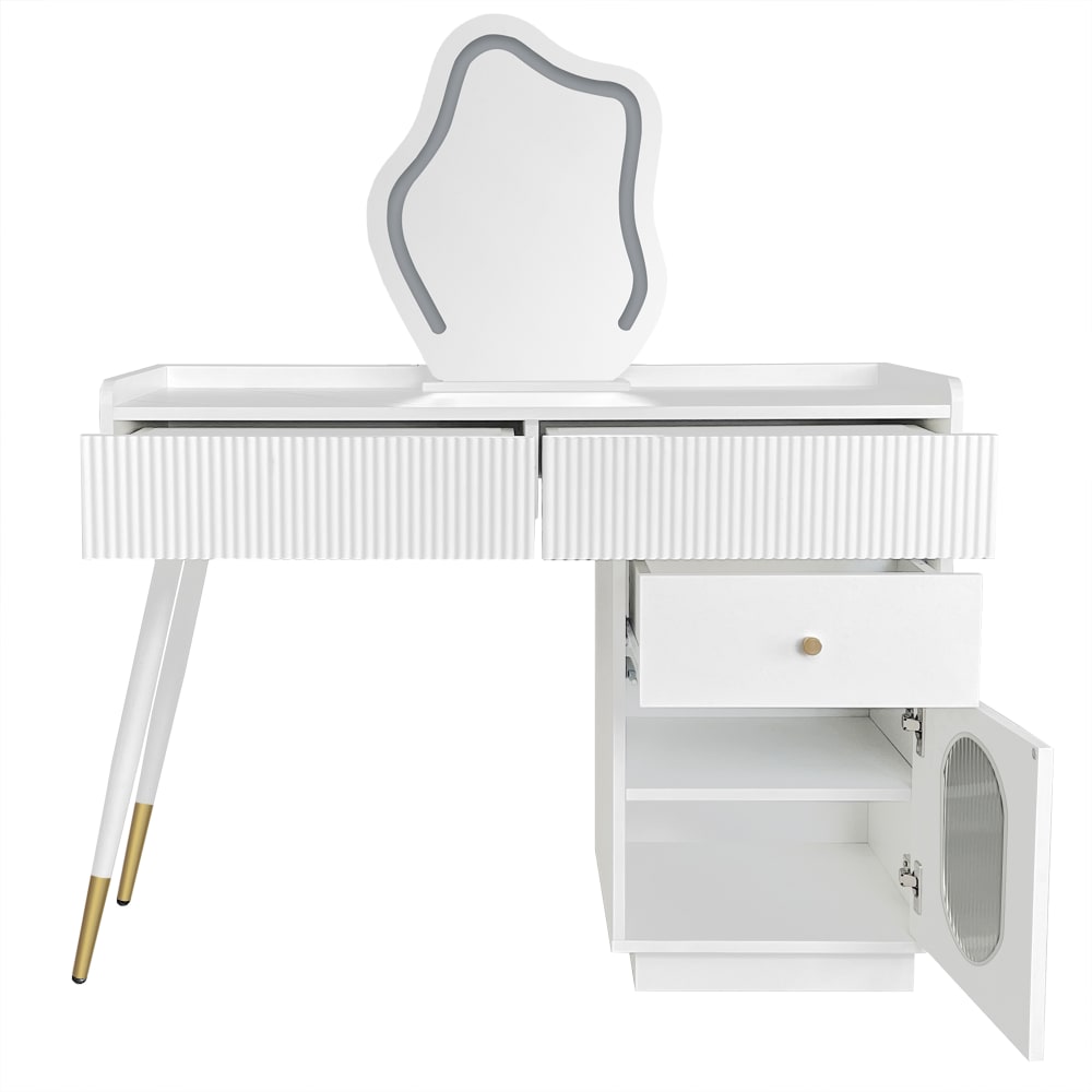 Coiffeuse blanche avec LED 100 x 40 x 75 cm