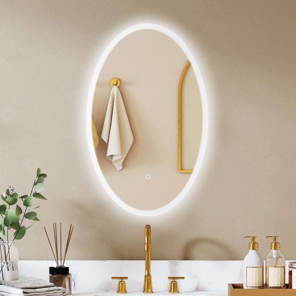Miroir salle de bain avec éclairage anti-buée dimmable transparent