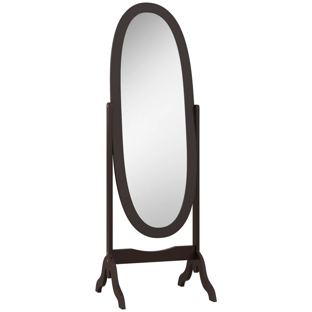 Homcom Ovaler Standspiegel, Shabby-Chic & Kaffeeholz-Optik style modern Braun Spanplatte