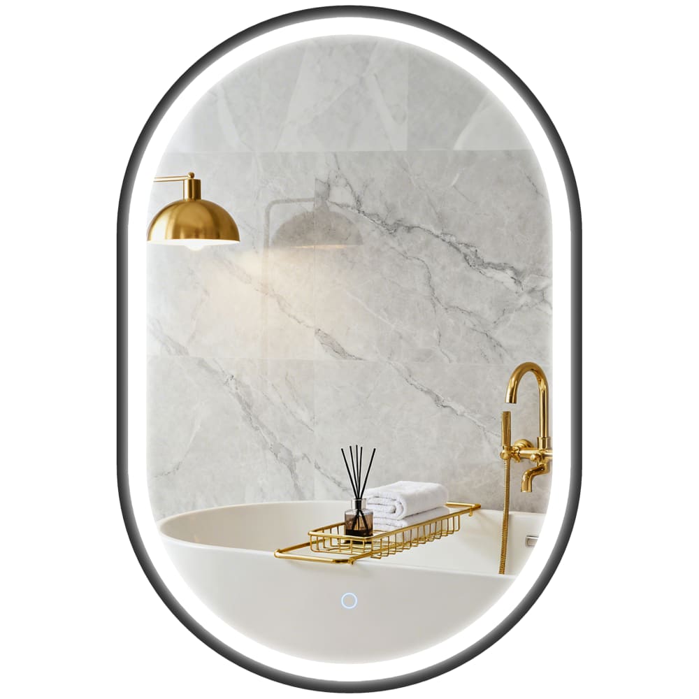 Miroir salle de bain mural éclairage LED lumière réglable verre noir