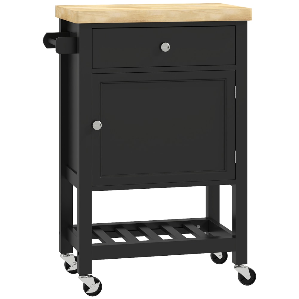 Küchenrollwagen mit Schublade & Schrank, MDF schwarz - Maisons Du