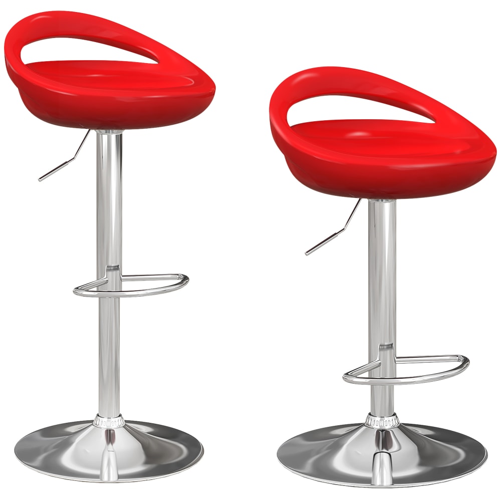 Homcom 2er-Set Höhenverstellbare Barhocker, Metall & ABS rot style modern - Metall