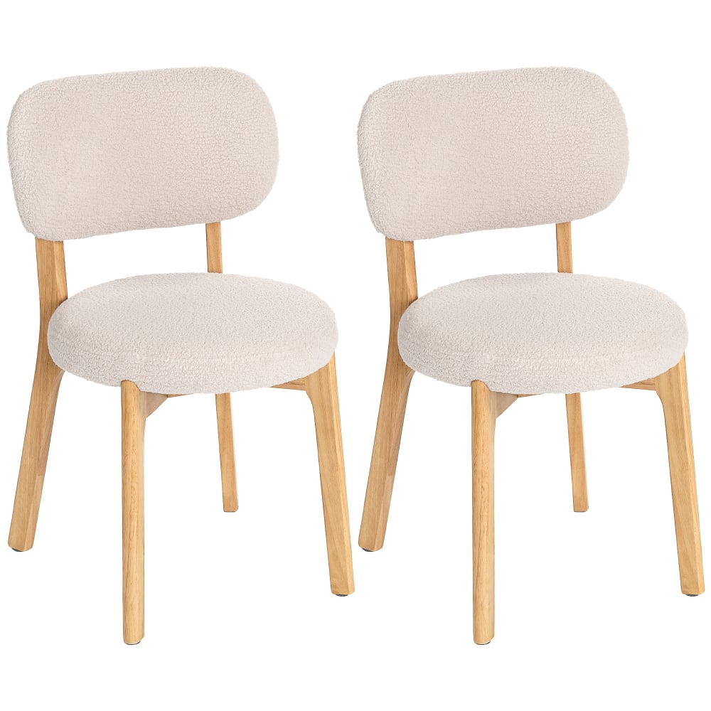 Lot de 2 chaises de salle à manger tissu effet laine bouclée crème Lot de 2 chaises de salle à manger tissu effet laine bouclée crème