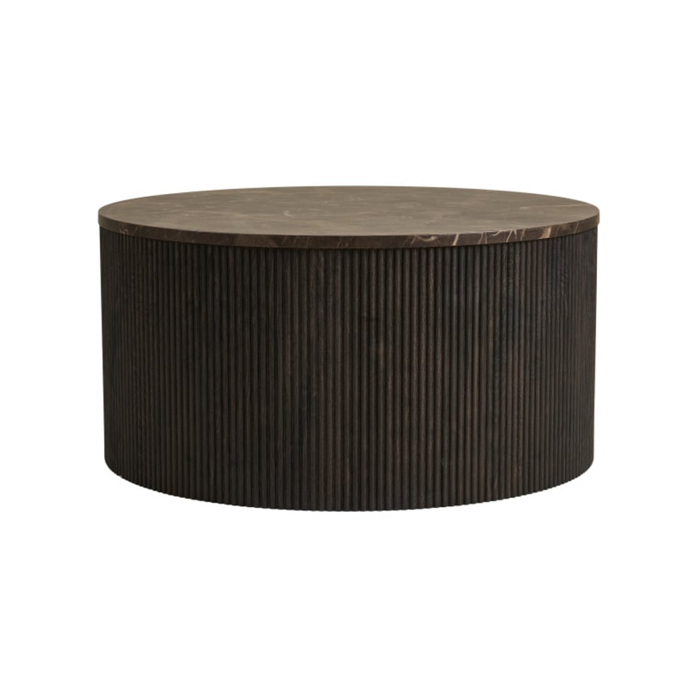 Moloo Couchtisch mit brauner Marmoroptik ø80 cm style modern - Holz