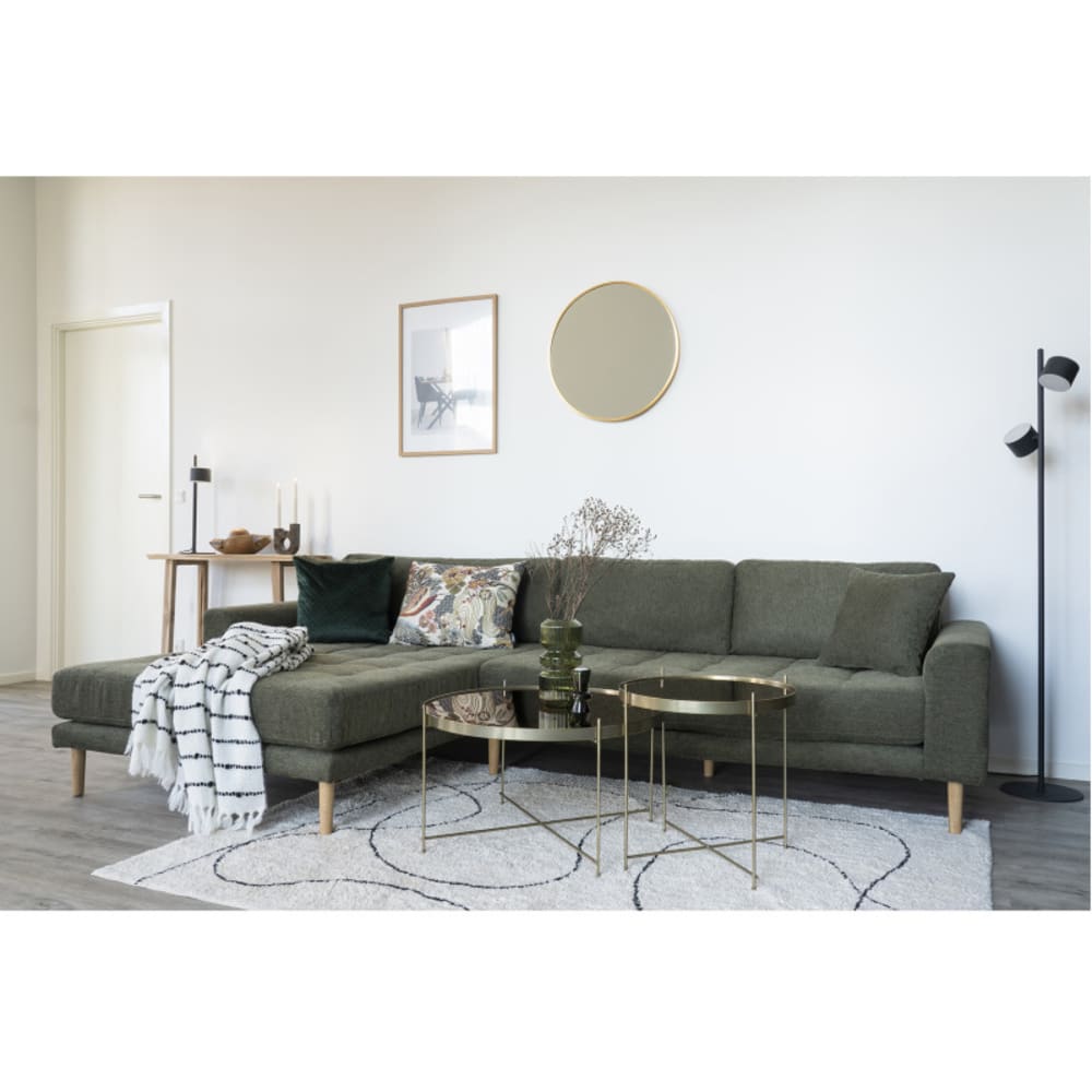 Couchtisch aus messingfarbenem Stahl und Glas ø70 cm - Maisons Du