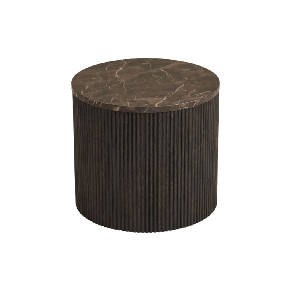 Table basse décor marbre brun ø45 cm