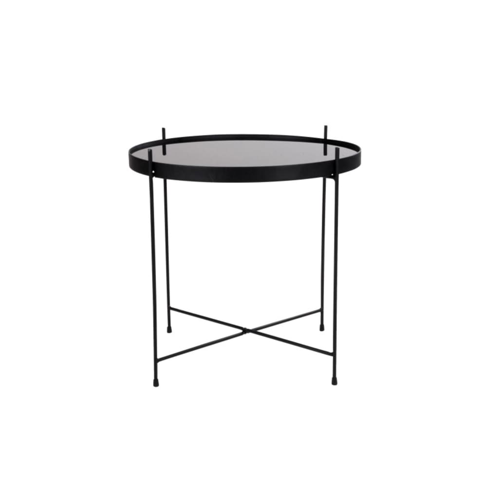 ROMA-Table basse acier noir et verre ø48cm