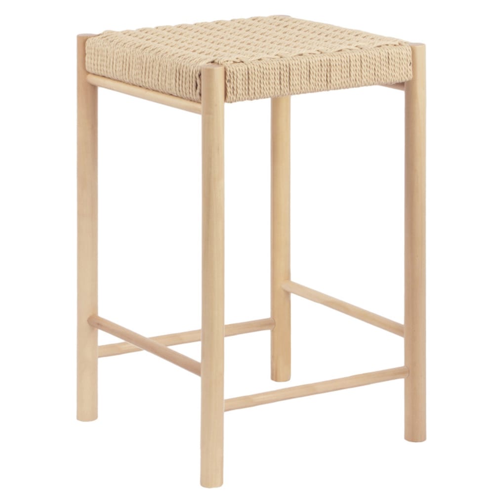 OZY- Tabouret de bar en osier et bois naturel