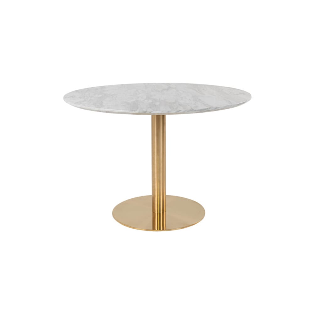 COOPER- Table à manger ronde 4 personnes ø110, décor marbre et laiton