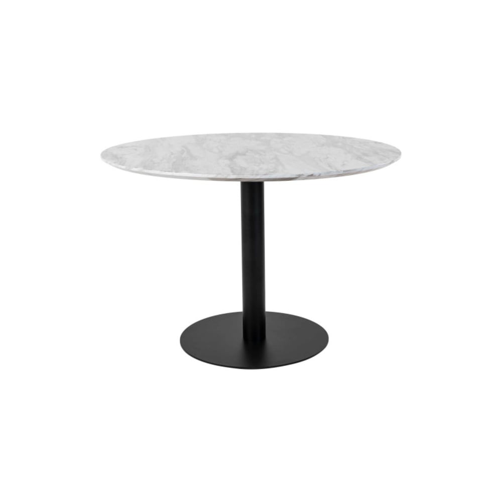 COOPER- Table à manger ronde 4 personnes ø110, décor marbre et acier