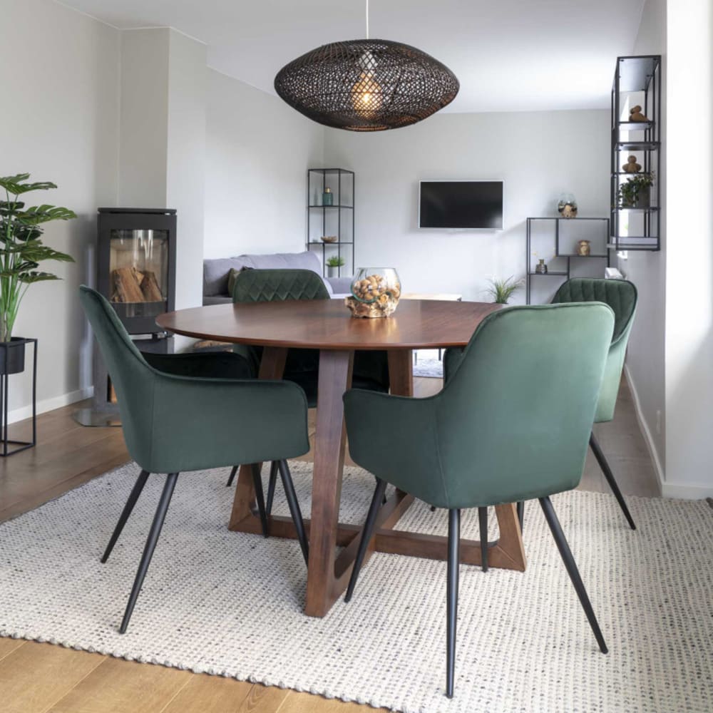 Table à mange ronde 4/6 personnes Ø137cm noyer