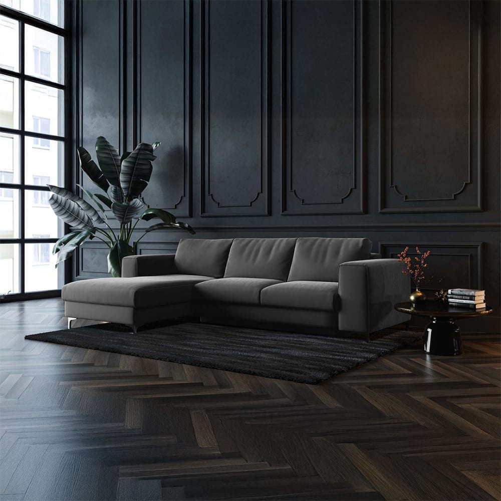 Canapé d'angle gauche convertible cendré 3 places