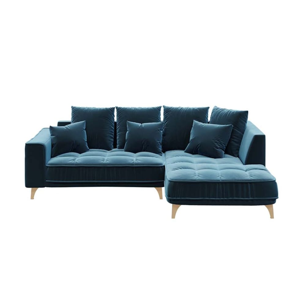 Canapé d'angle droit bleu marine foncé 3 places