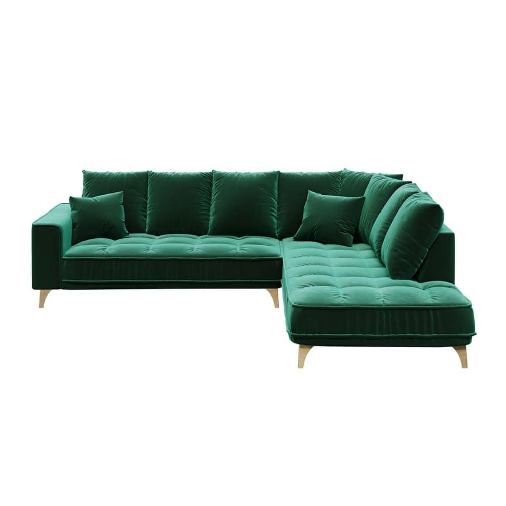 Canapé d'angle droit vert foncé 4 places