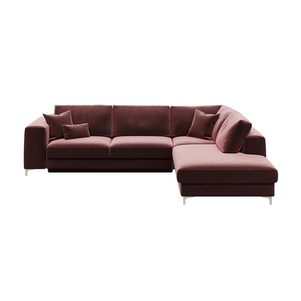 Canapé d'angle droit convertible rose 4 places