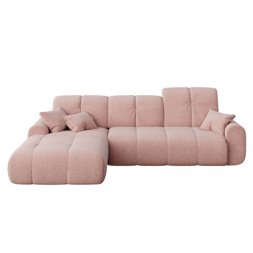 Canapé d'angle gauche  rose poudré 4 places
