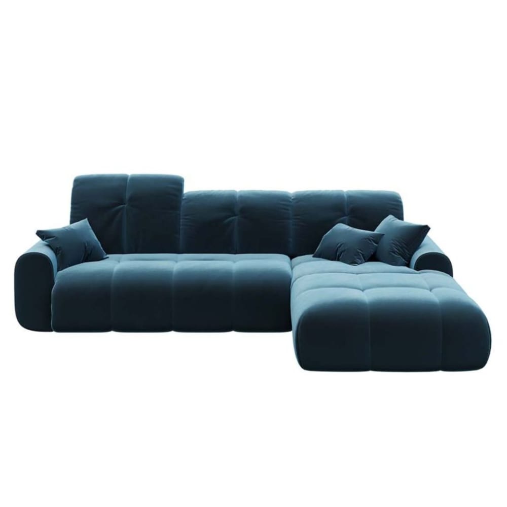 Canapé d'angle droit convertible bleu marine foncé 4 places