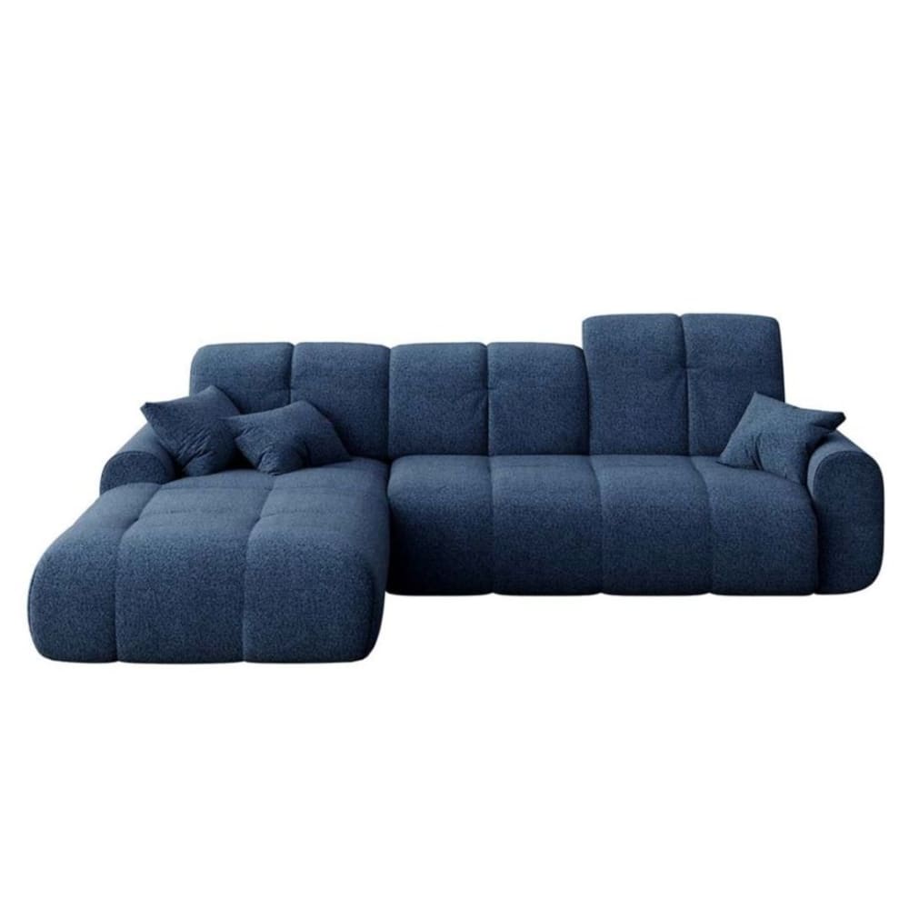 Canapé d'angle gauche convertible bleu foncé 4 places