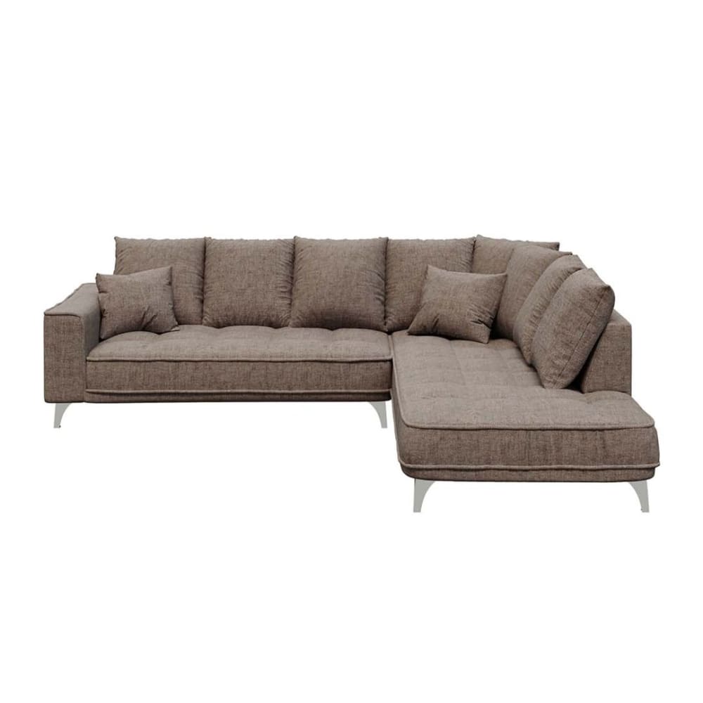 Canapé d'angle droit beige foncé 4 places