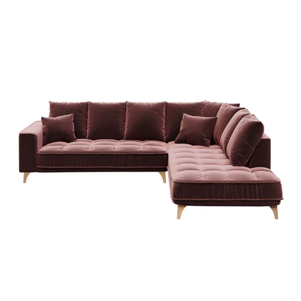 Canapé d'angle droit rose 4 places