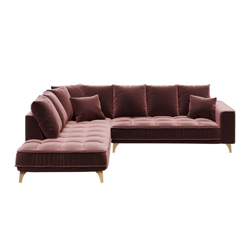 Canapé d'angle gauche rose 4 places