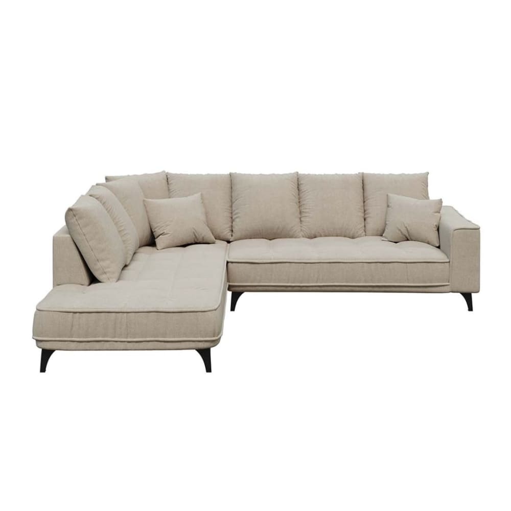 Canapé d'angle gauche beige clair 4 places