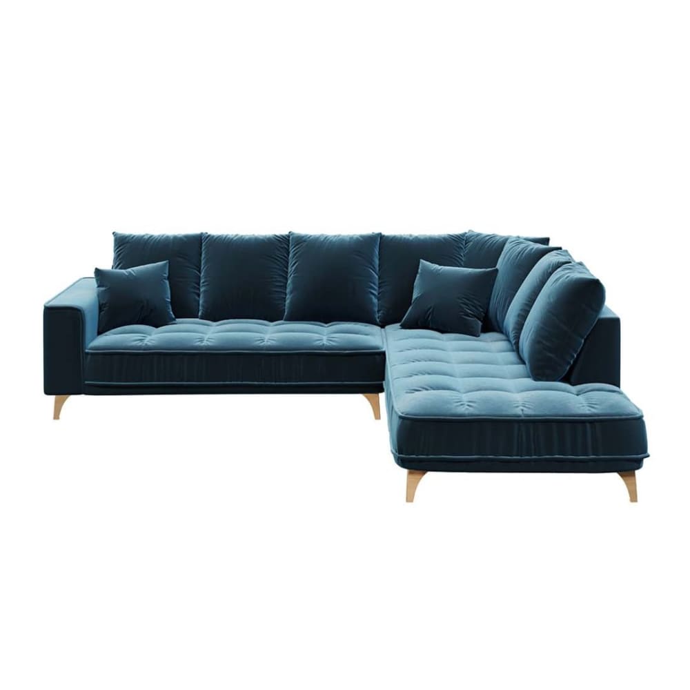 Canapé d'angle droit bleu marine foncé 4 places