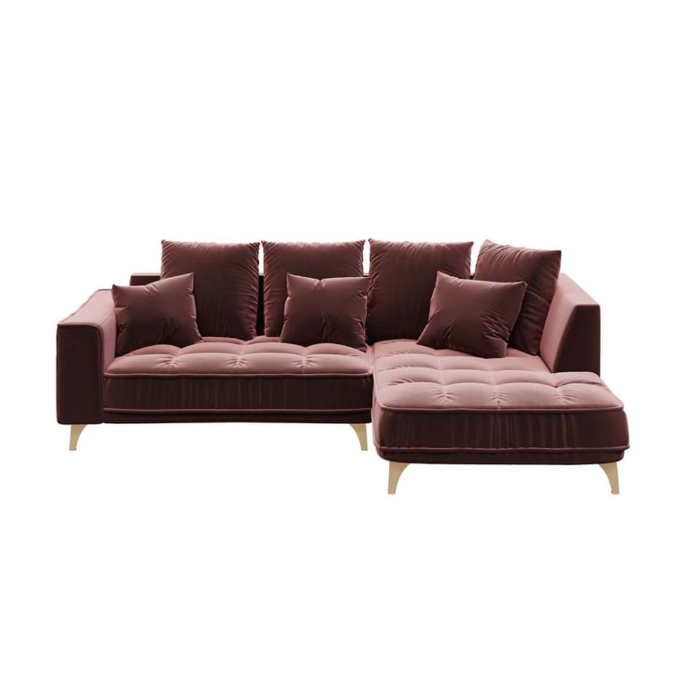 Canapé d'angle droit rose 3 places