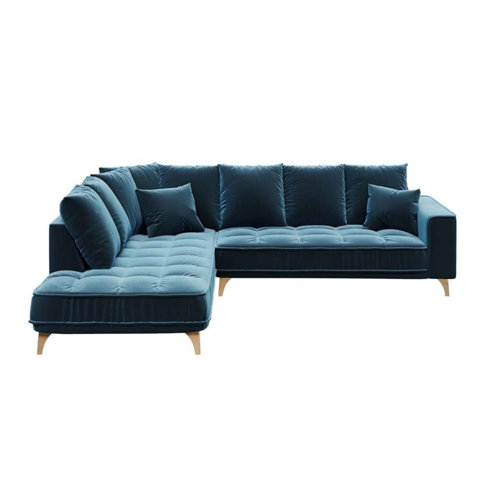 Canapé d'angle gauche bleu marine foncé 4 places