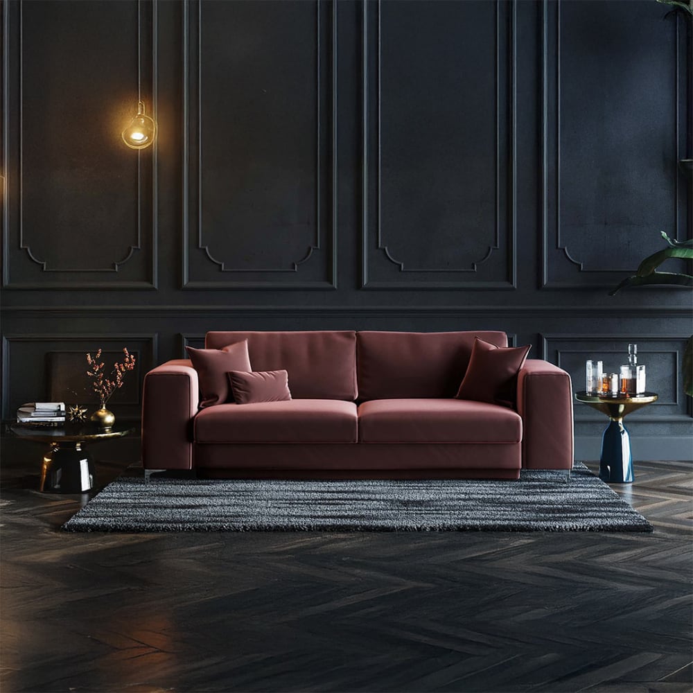 Canapé convertible rose 3 places - image 2