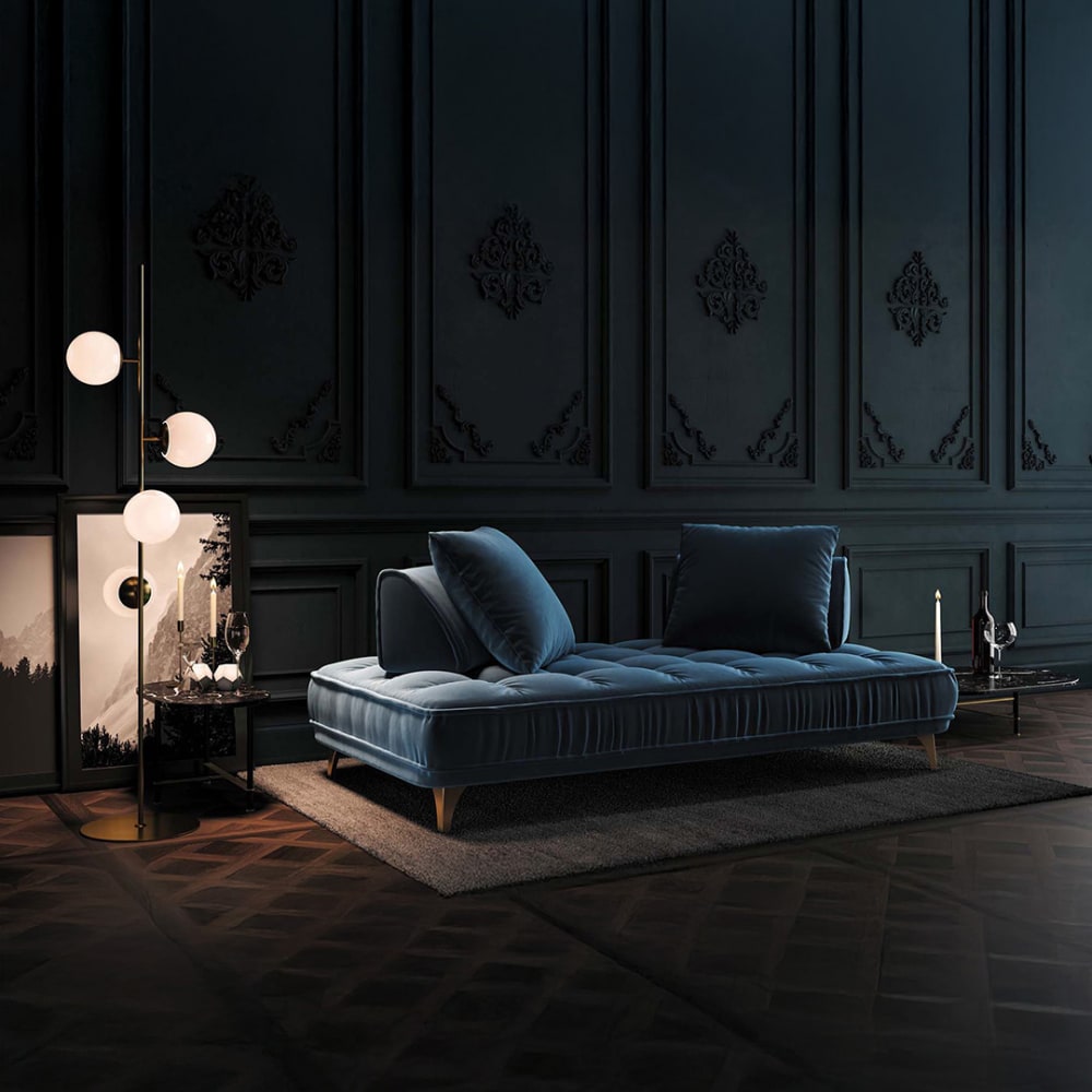 Canapé bleu marine foncé 4 places - image 2