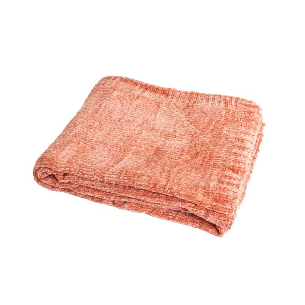 Couverture plaid velours côtelé rose saumon 130x170 cm — vue 3