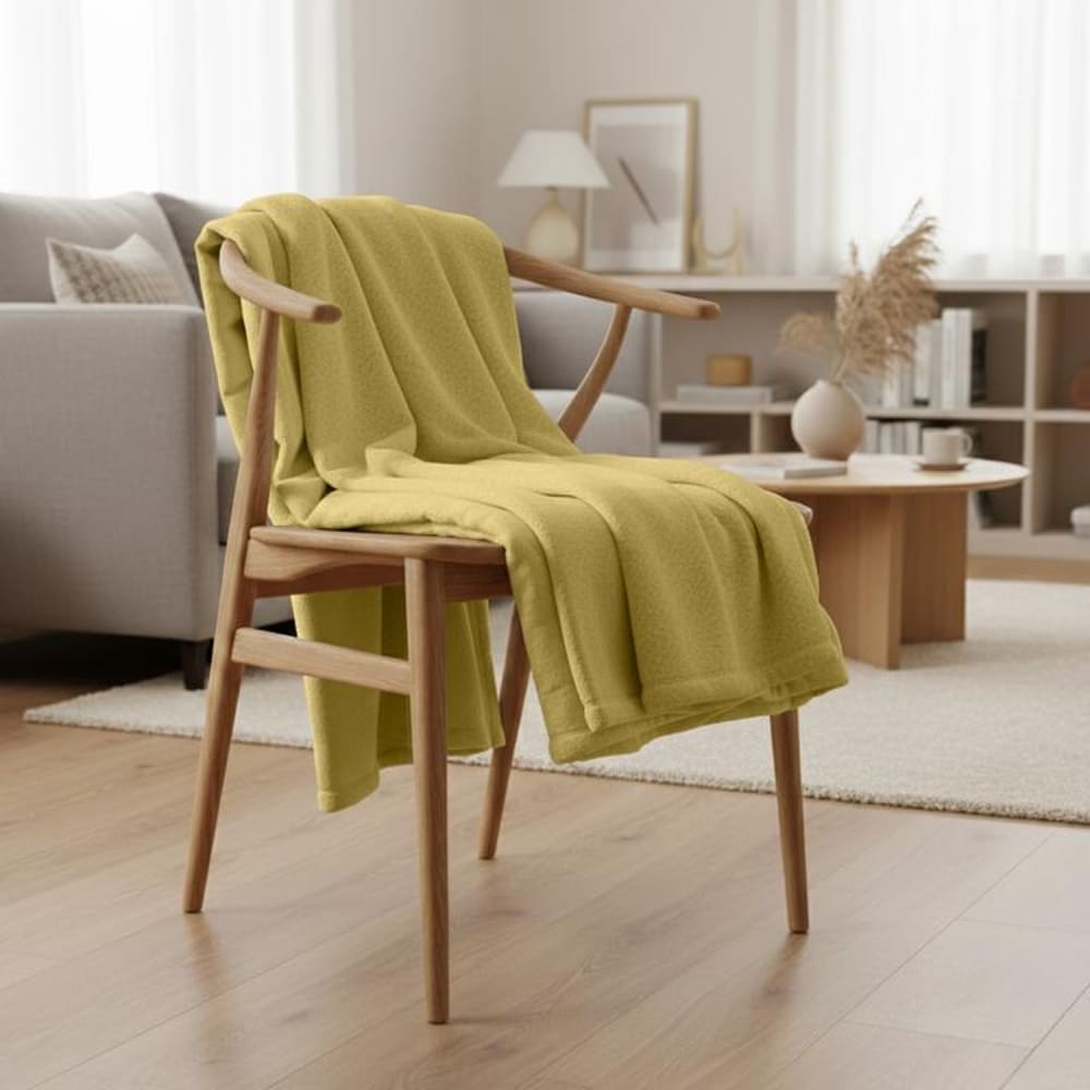Couverture plaid en jersey dense couleur ambre 130x170 cm