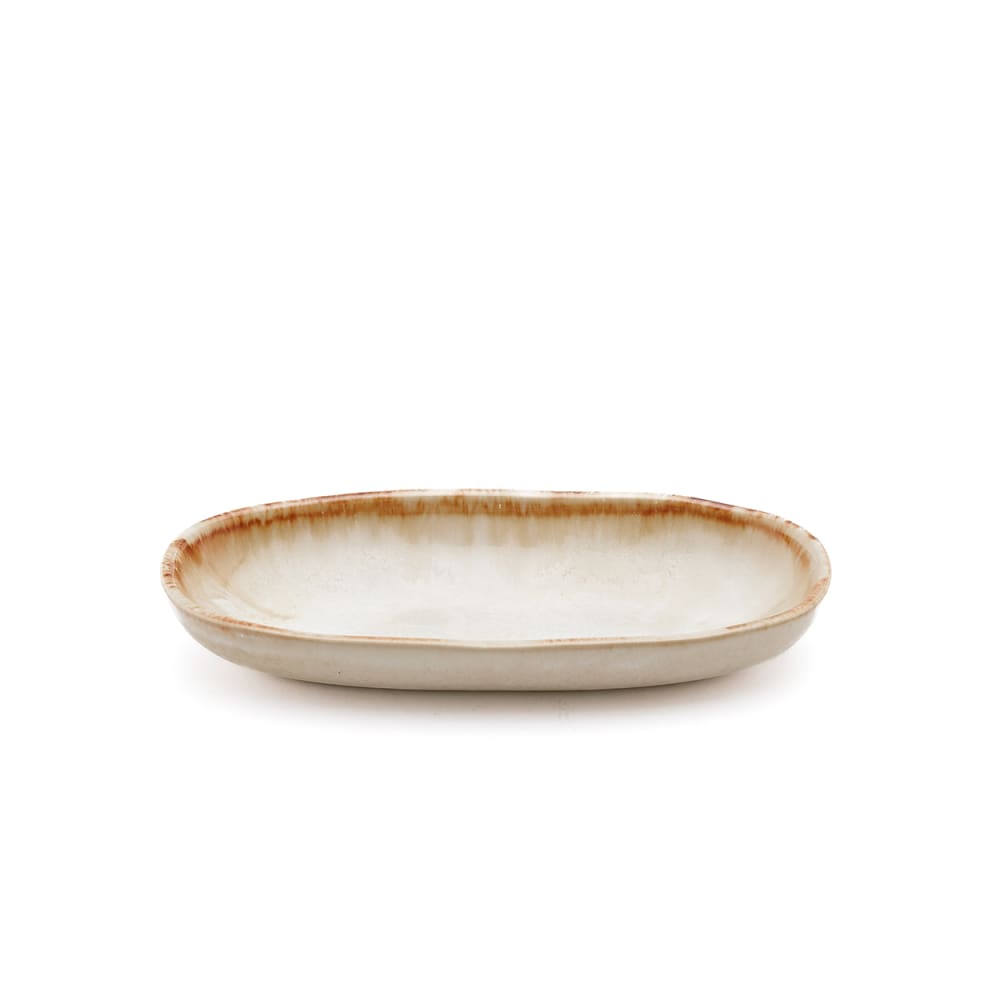 Plat de service ovale en céramique blanc 16x7x3cm