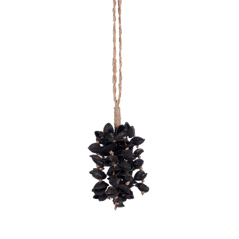 Bazar Bizar Quaste aus seegras und muscheln in schwarz, 8x8x35cm - Seebinsen