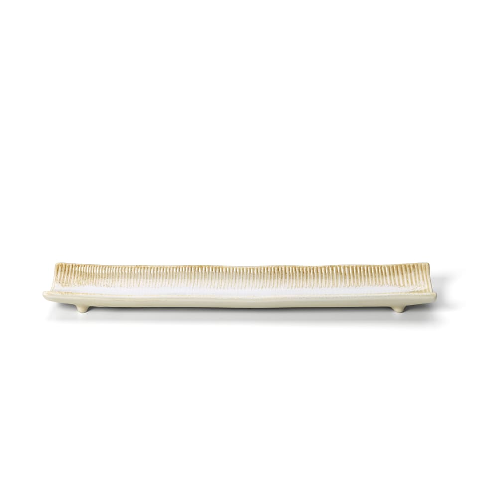 Assiette de service céramique blanc et miel 39x8x3cm Assiette de service céramique blanc et miel 39x8x3cm