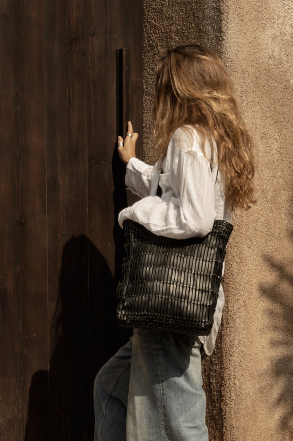 Bazar Bizar Ledertasche in schwarz, 36x8x70cm - Leder