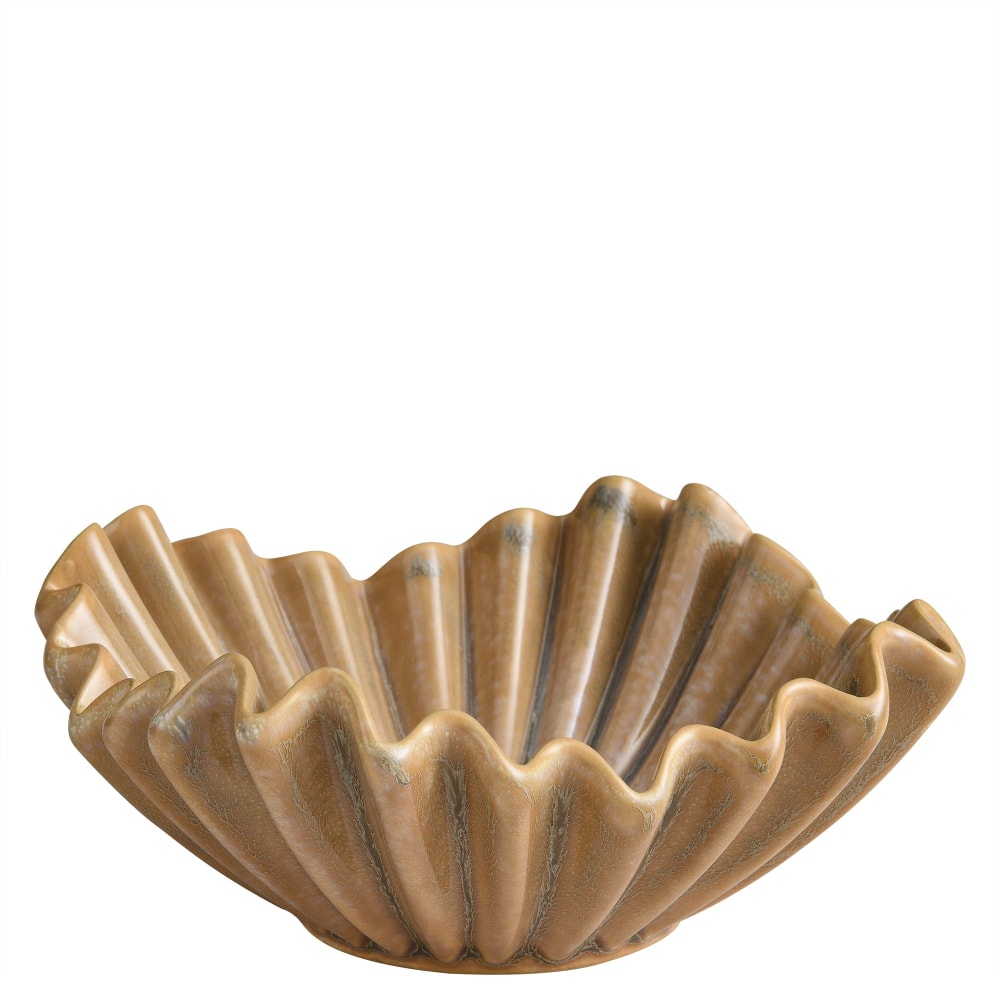 Vide-poche décoratif en céramique artisanale beige foncé h27