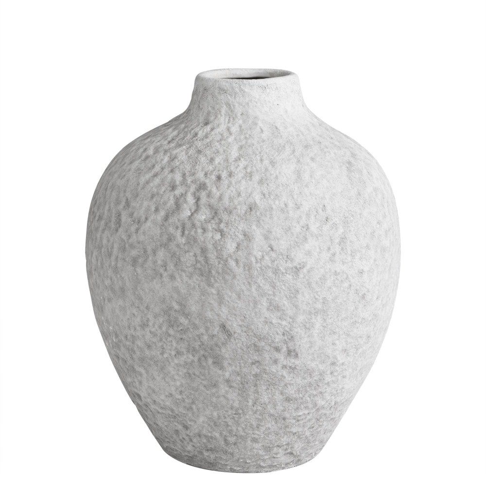 Vase décoratif en céramique artisanale blanche H29