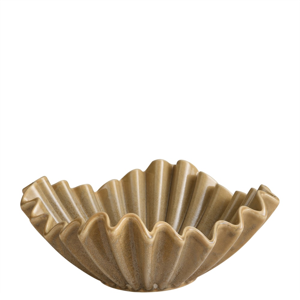 Vide-poche décoratif en céramique artisanale beige foncé h18