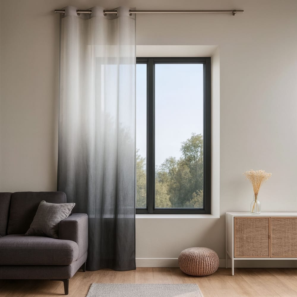 Voilage tie and dye gris polyester gris clair 140x240 cm