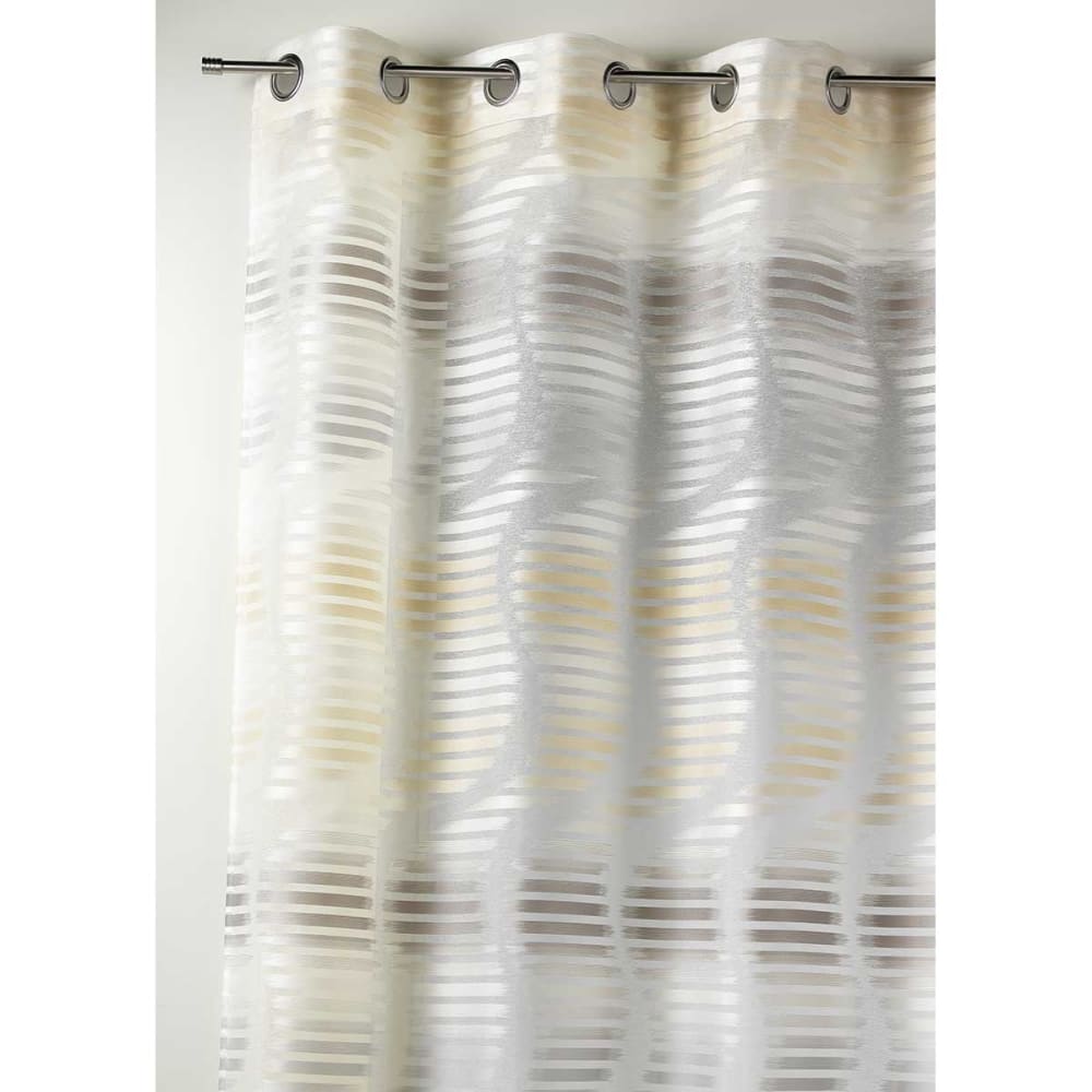 Voilage en jacquard fantaisie à rayures verticales ondulées gris clair - Maisons du Monde