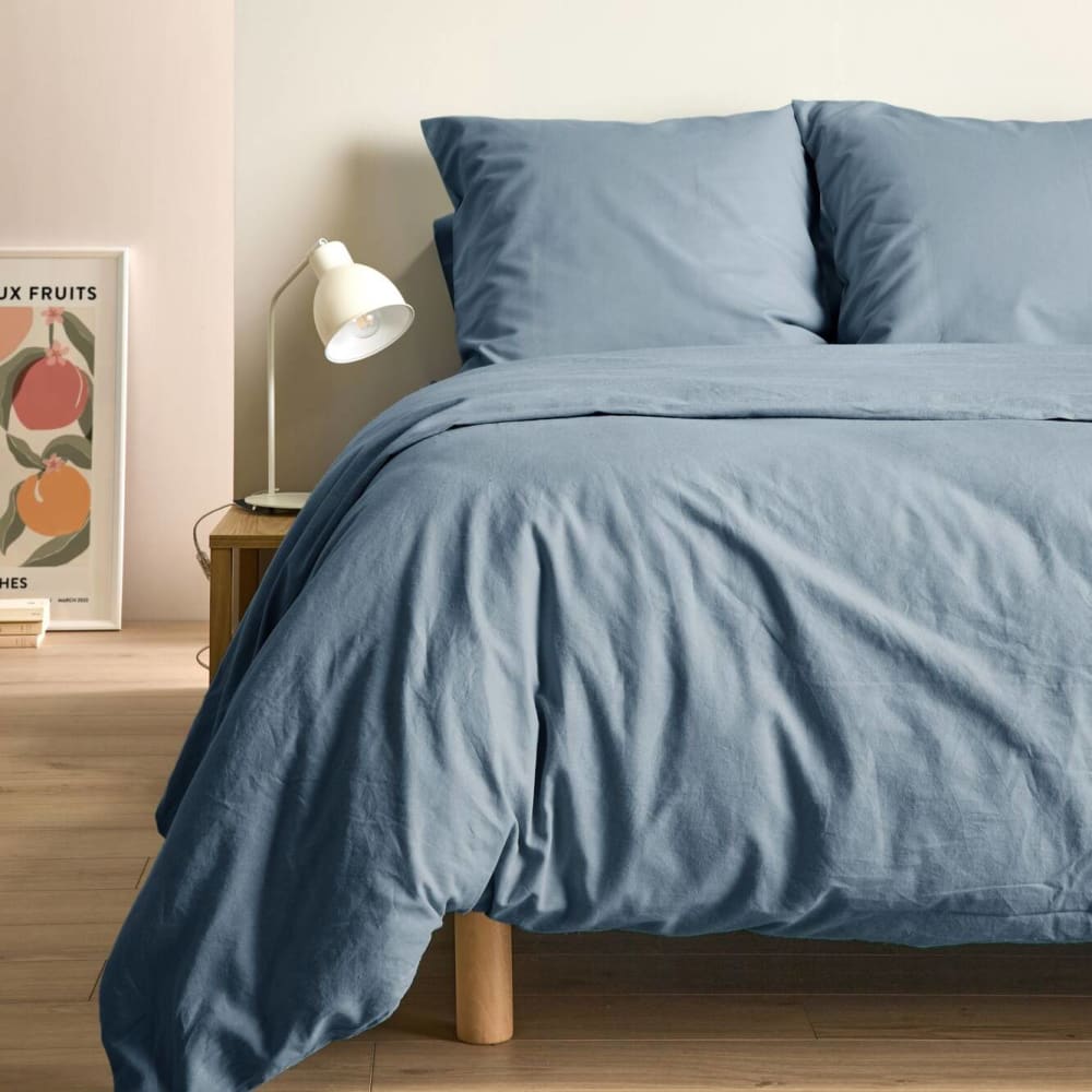 Taie d'oreiller 75% coton 25% lin 50 x 70 cm bleu gris — vue 3