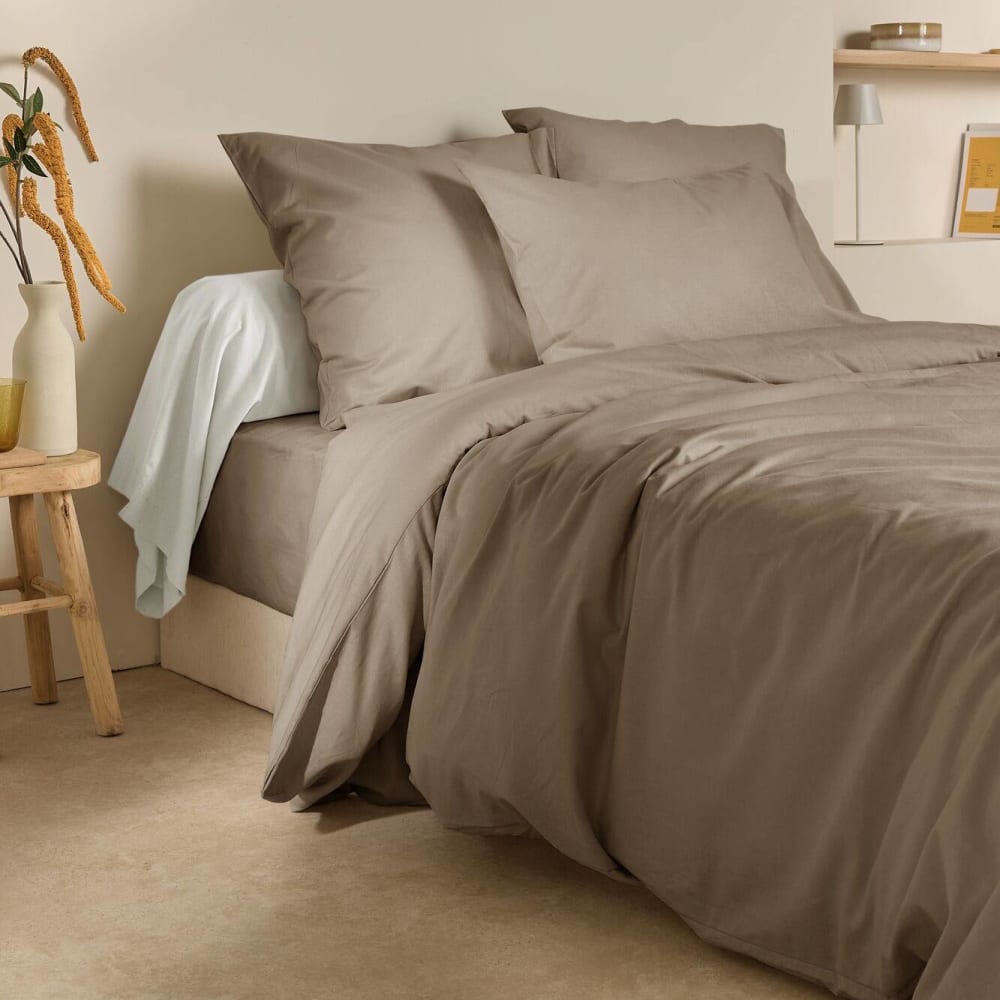 Taie d'oreiller 75% coton 25% lin 50 x 70 cm taupe — vue 3